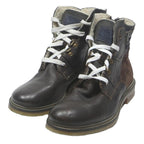 BUGATTI Mens Leather Brown Ankle Boots UK 9 Casual Lace-Up Winter Zip