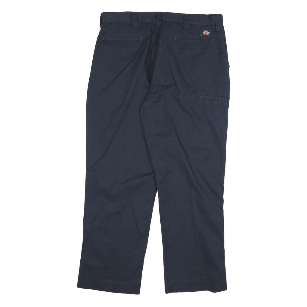 DICKIES Mens Cotton Blend Navy Blue Regular Fit Straight Leg Trousers W34 L29