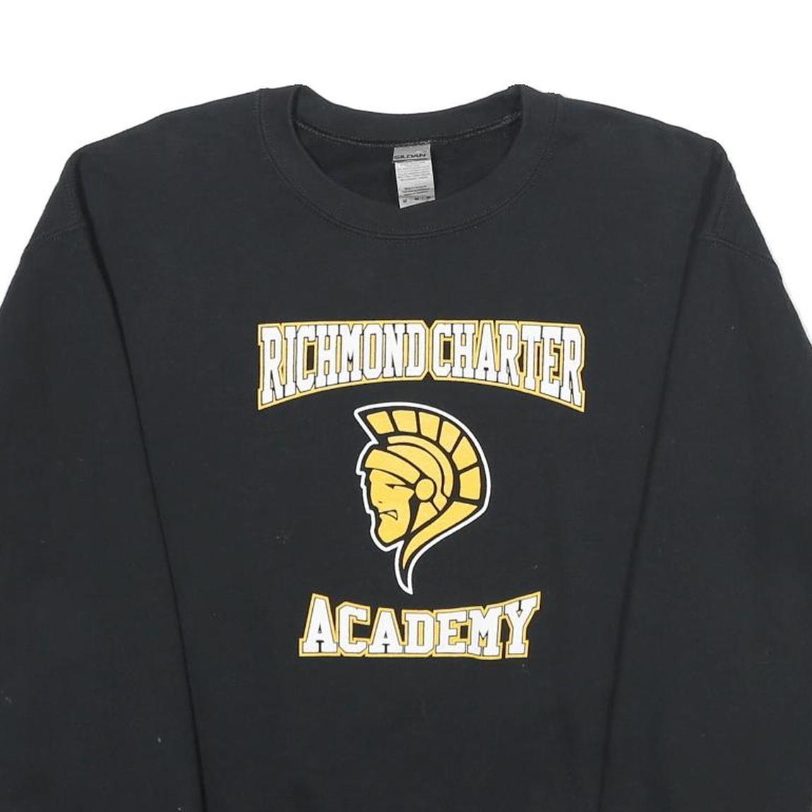 GILDAN Mens Black Richmond Charter Academy Crew Neck M Cotton Blend Sweatshirt