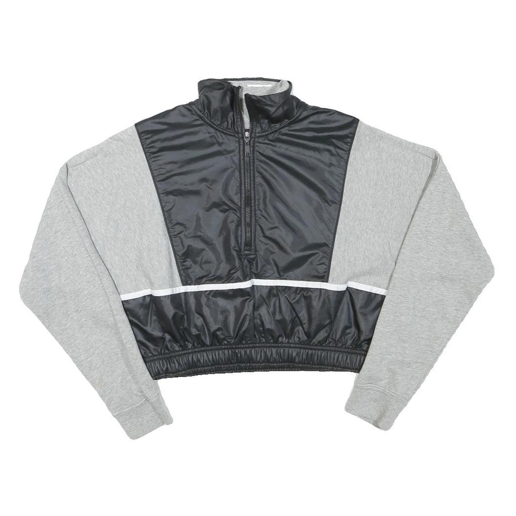 NIKE Womens Grey & Black Half Zip XS Crop Sweatshirt Gym Activewear