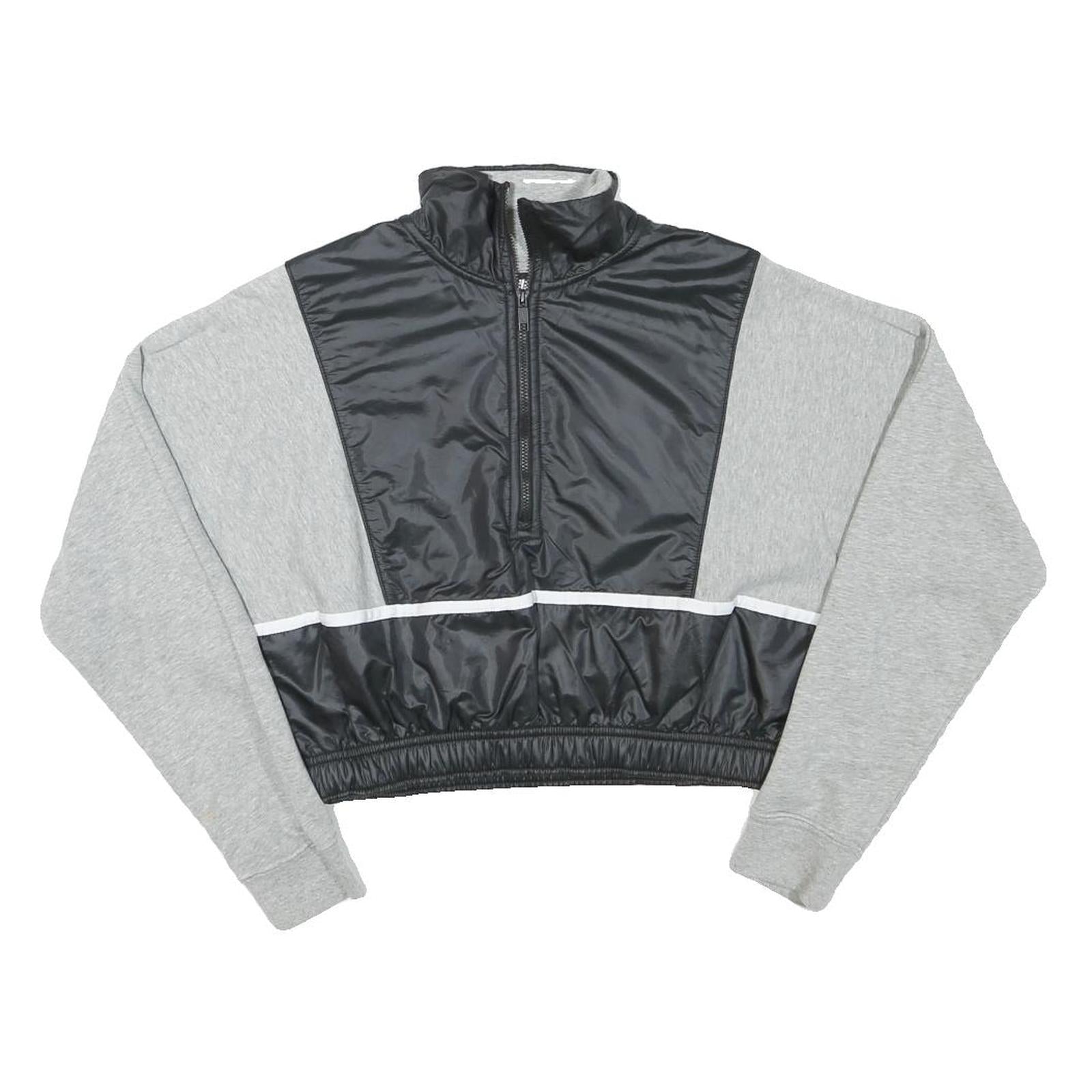 NIKE Womens Grey & Black Half Zip XS Crop Sweatshirt Gym Activewear