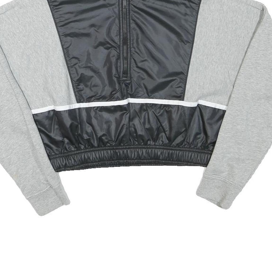 NIKE Womens Grey & Black Half Zip XS Crop Sweatshirt Gym Activewear