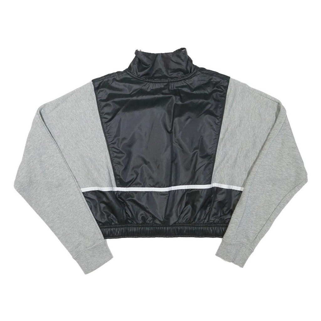 NIKE Womens Grey & Black Half Zip XS Crop Sweatshirt Gym Activewear