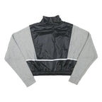 NIKE Womens Grey & Black Half Zip XS Crop Sweatshirt Gym Activewear