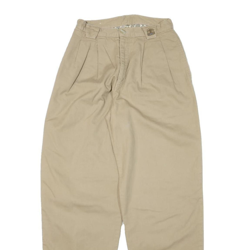 FREE RACER Mens Cotton Blend Beige Relaxed Straight Trousers W26 L31 Casual