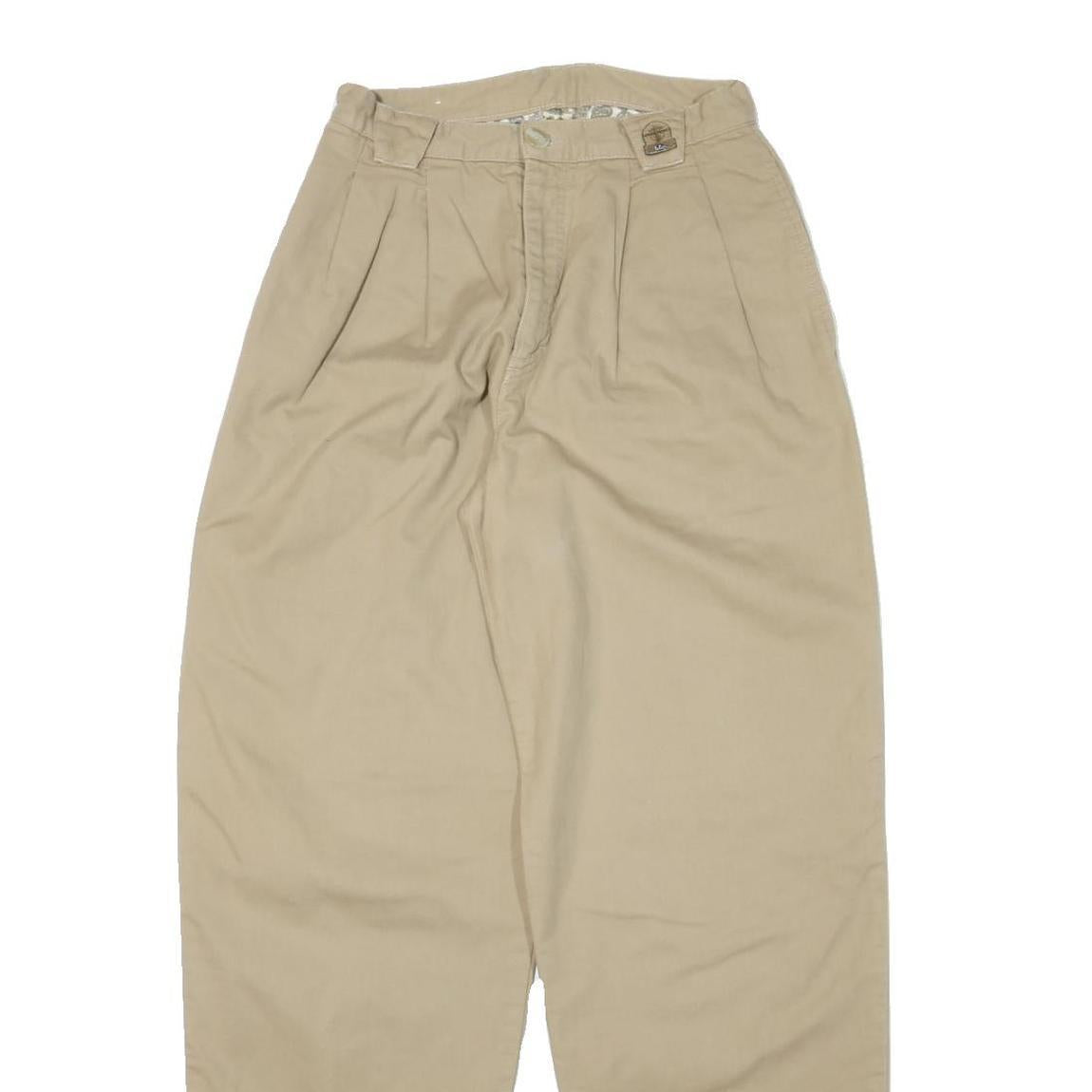 FREE RACER Mens Cotton Blend Beige Relaxed Straight Trousers W26 L31 Casual