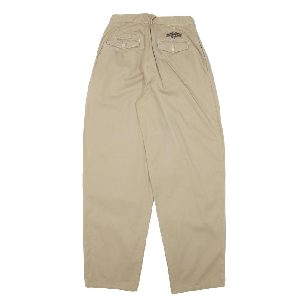 FREE RACER Mens Cotton Blend Beige Relaxed Straight Trousers W26 L31 Casual