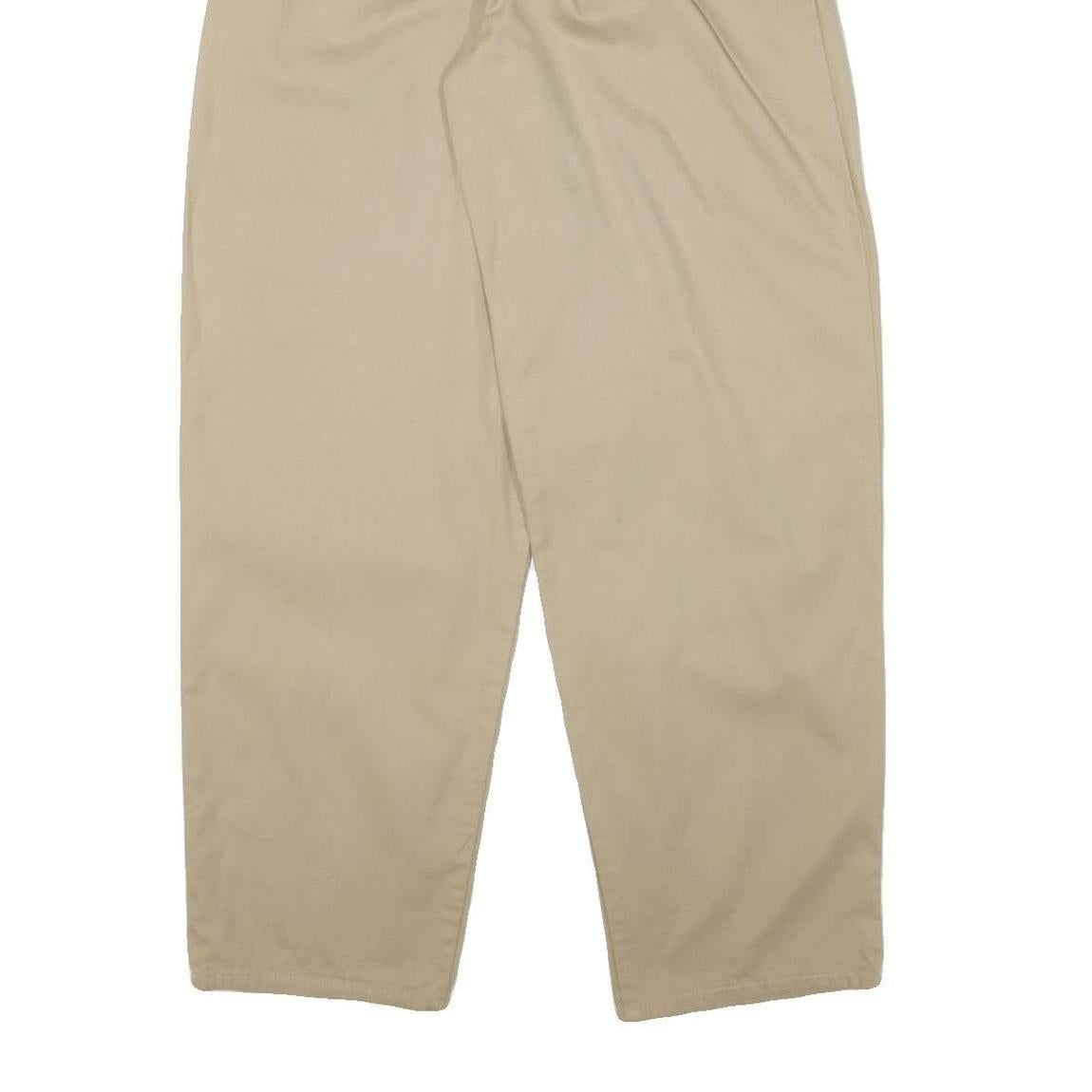 FREE RACER Mens Cotton Blend Beige Relaxed Straight Trousers W26 L31 Casual