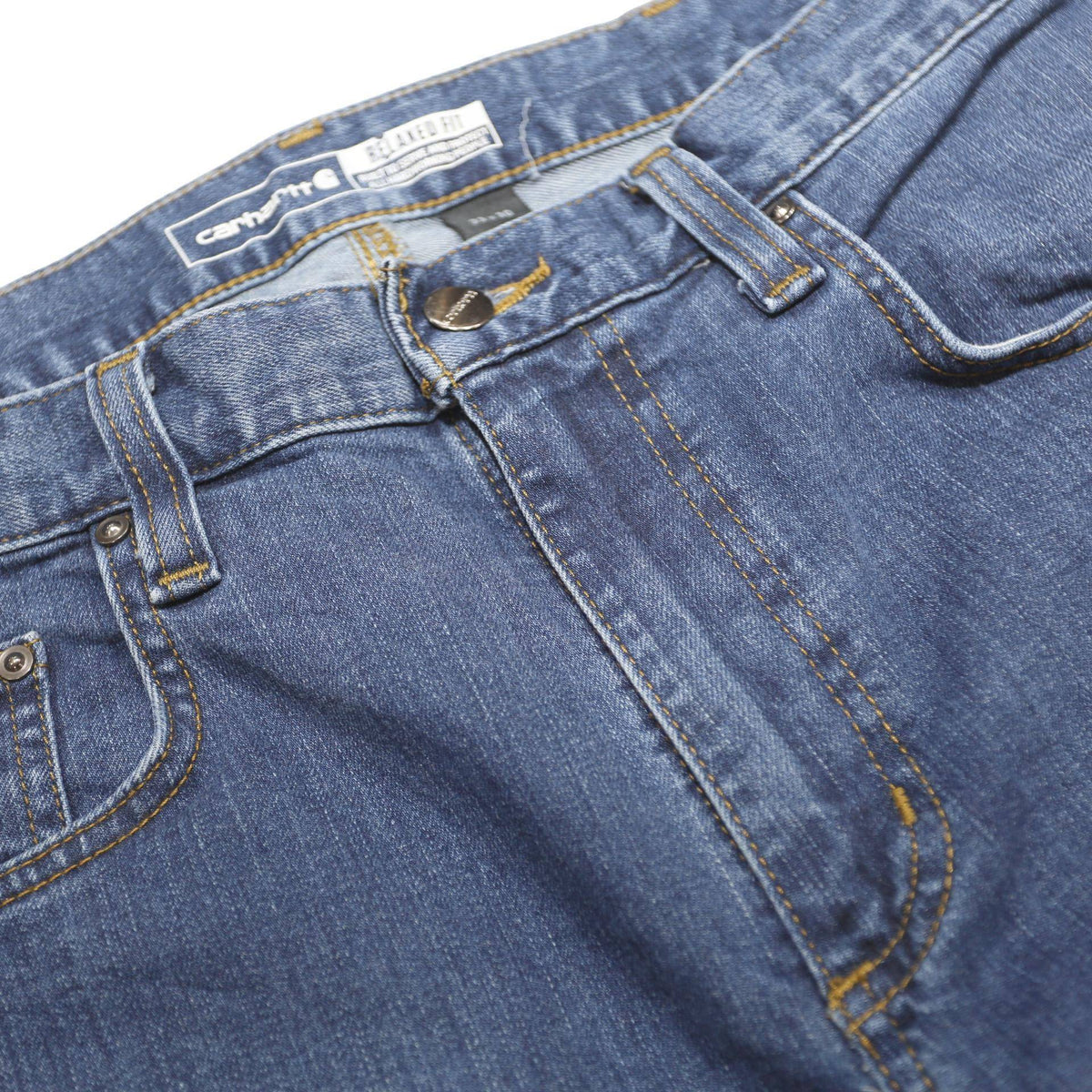 CARHARTT Mens Relaxed Blue Denim Jeans W33 L30 Zip Closure Pockets