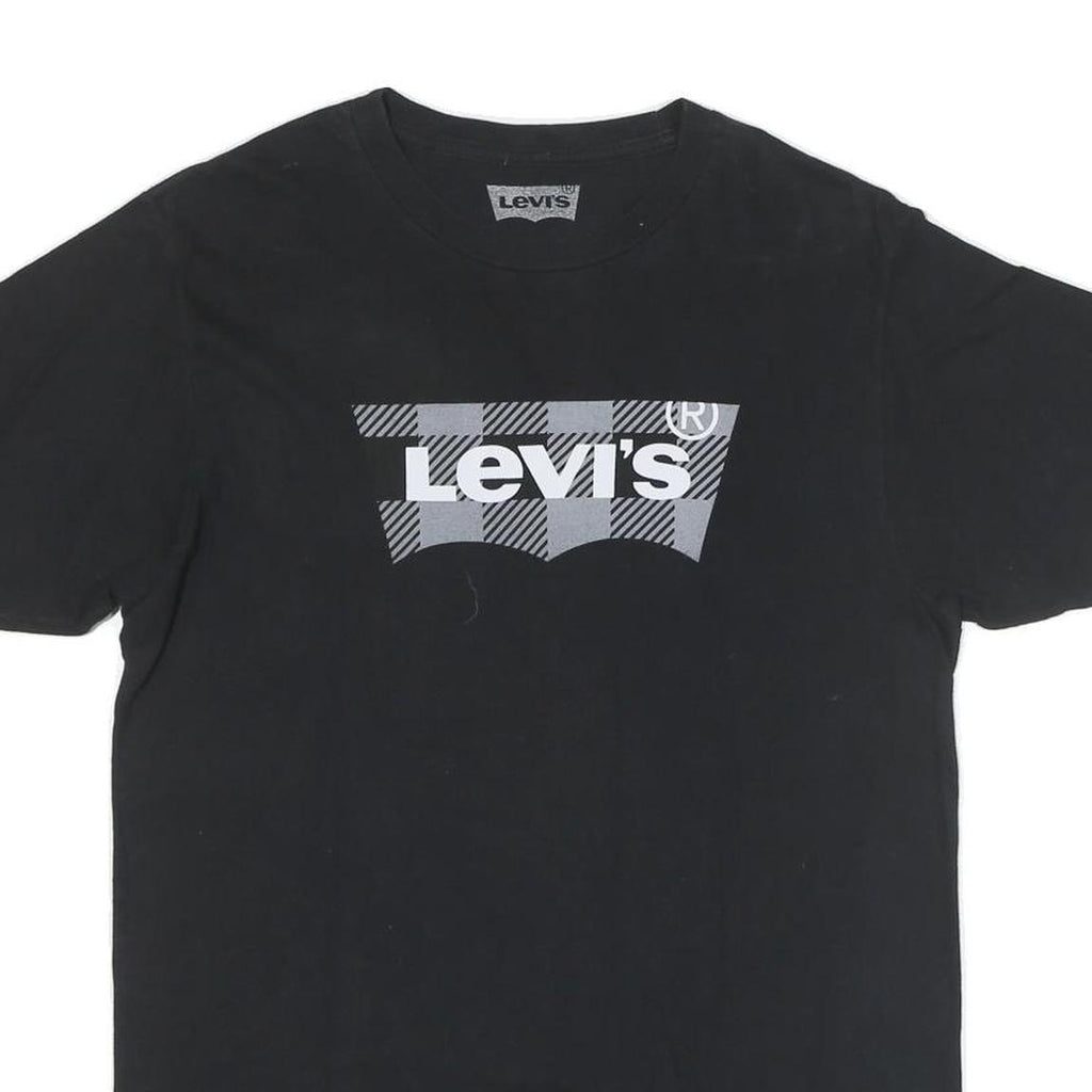 LEVI'S Mens Black Graphic T-Shirt M Short Sleeve Crew Neck Cotton Blend Casual