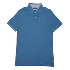 TOMMY HILFIGER Mens Blue Short Sleeve Polo Shirt M Cotton Blend Classic Fit