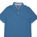 TOMMY HILFIGER Mens Blue Short Sleeve Polo Shirt M Cotton Blend Classic Fit