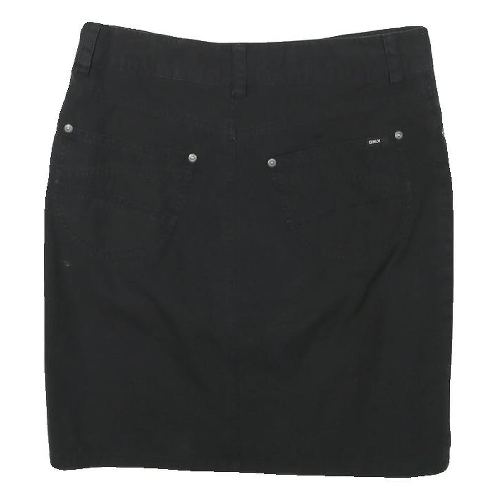 ONLY Womens Black Cotton Blend Mini Skirt Plain Zip Casual Pockets Size L
