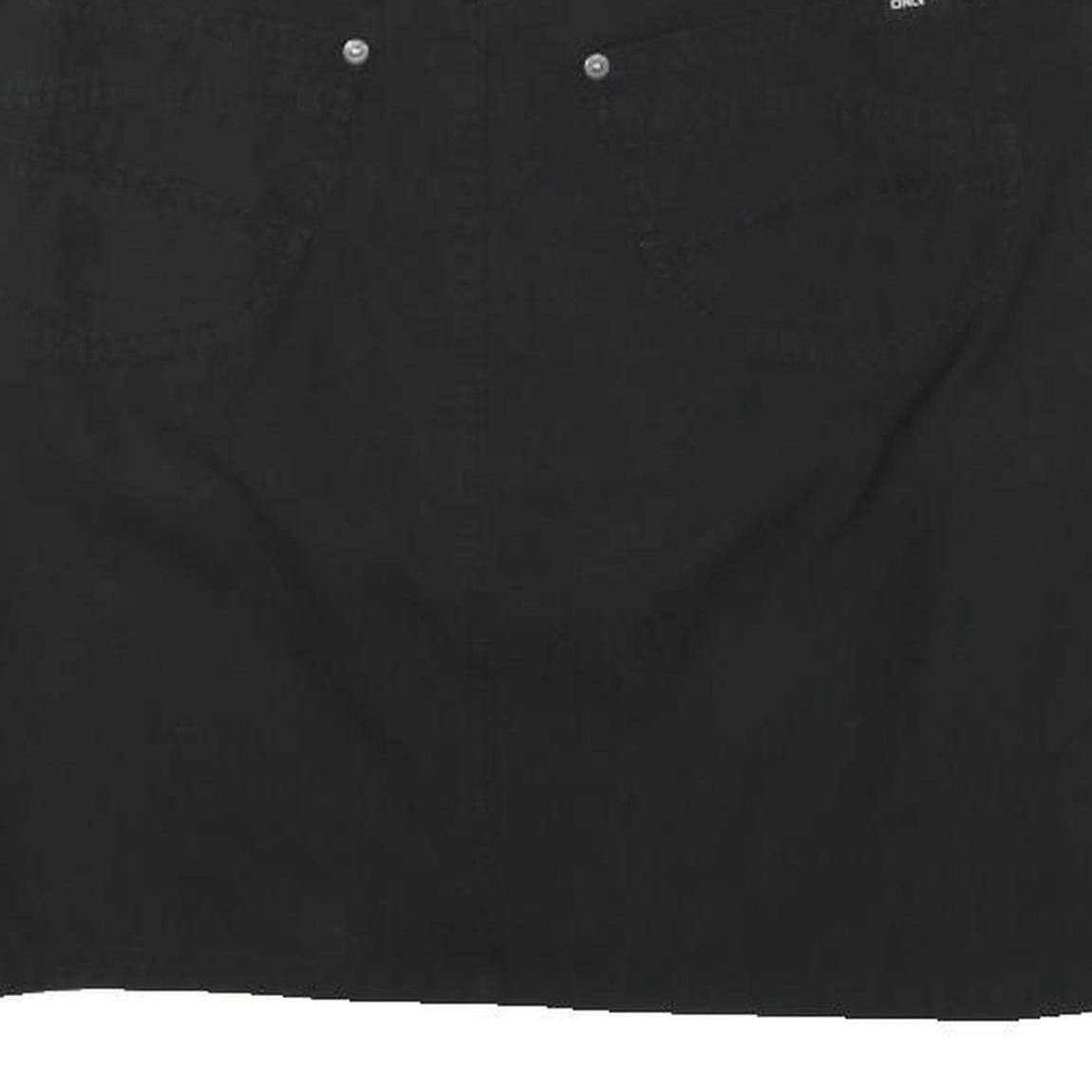 ONLY Womens Black Cotton Blend Mini Skirt Plain Zip Casual Pockets Size L