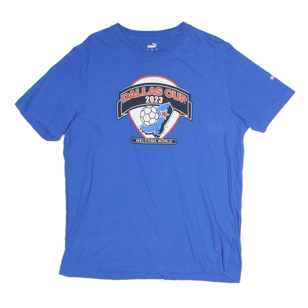 PUMA Mens Blue Dallas Cup 2023 Graphic T-Shirt L Short Sleeve Crew Neck