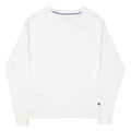 CHAMPION Mens White Crew Neck M Cotton Blend Pullover Sweatshirt Lightweight