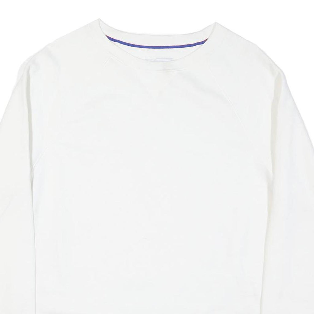CHAMPION Mens White Crew Neck M Cotton Blend Pullover Sweatshirt Lightweight