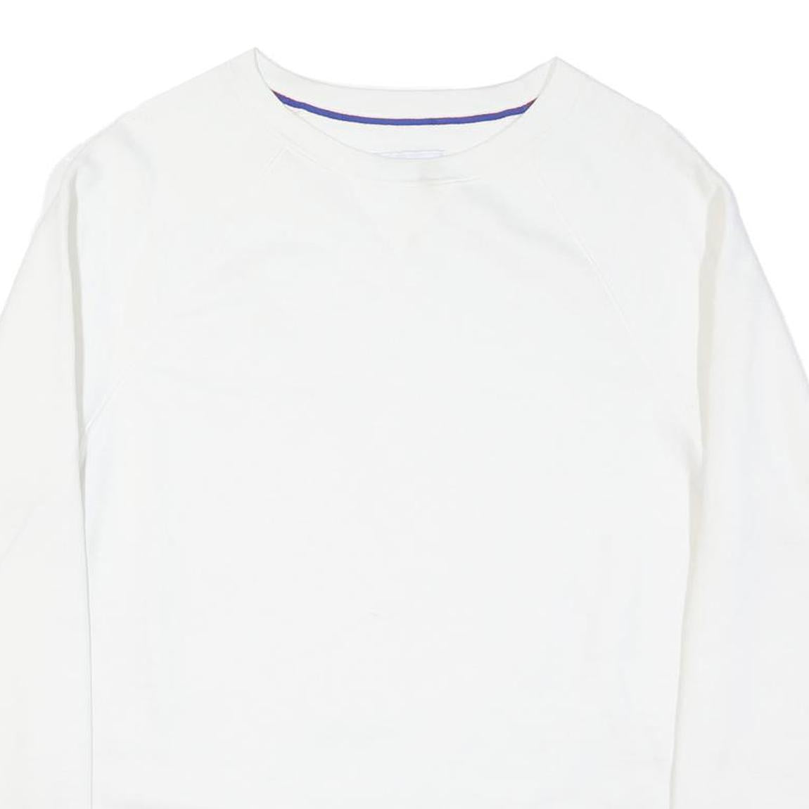CHAMPION Mens White Crew Neck M Cotton Blend Pullover Sweatshirt Lightweight
