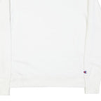 CHAMPION Mens White Crew Neck M Cotton Blend Pullover Sweatshirt Lightweight