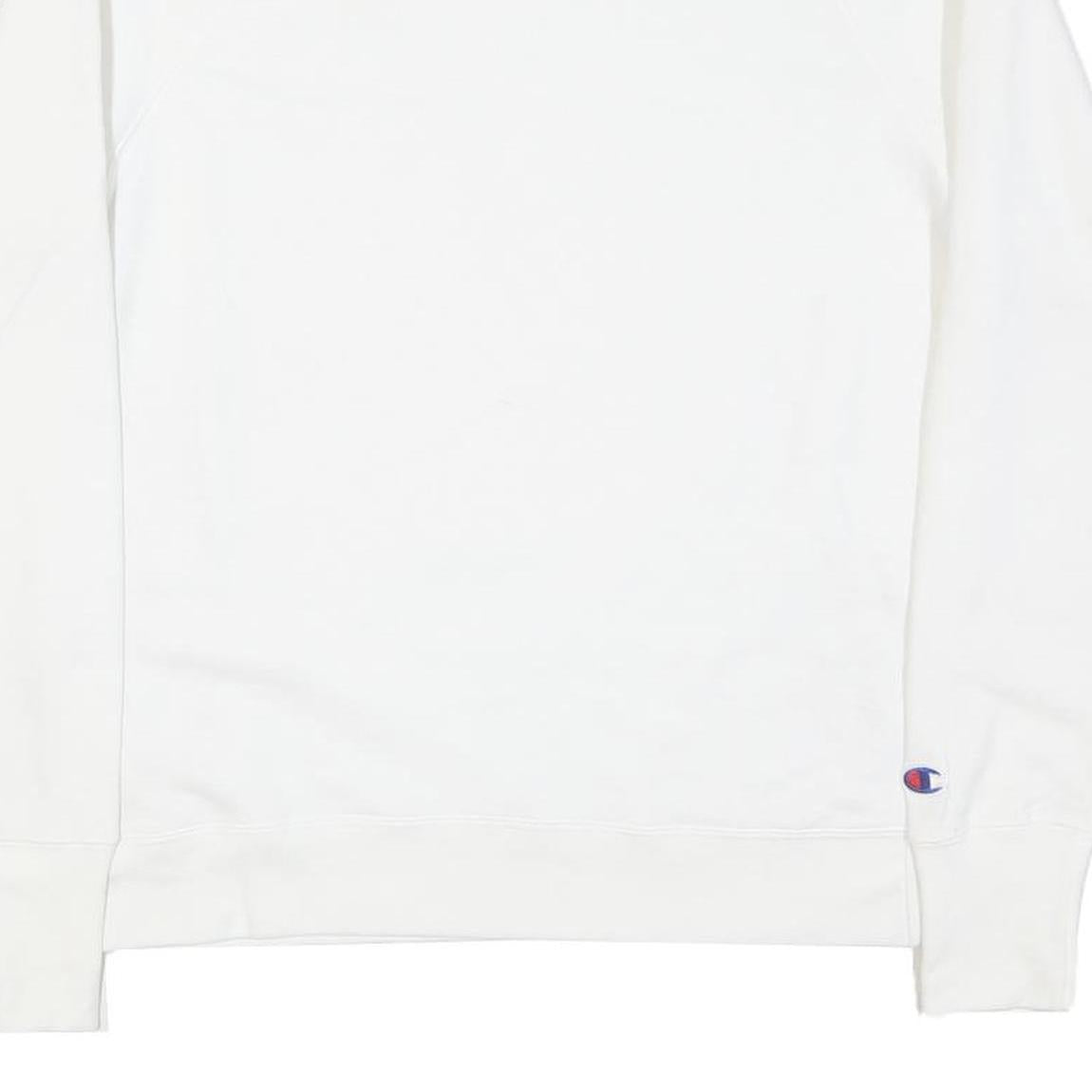 CHAMPION Mens White Crew Neck M Cotton Blend Pullover Sweatshirt Lightweight