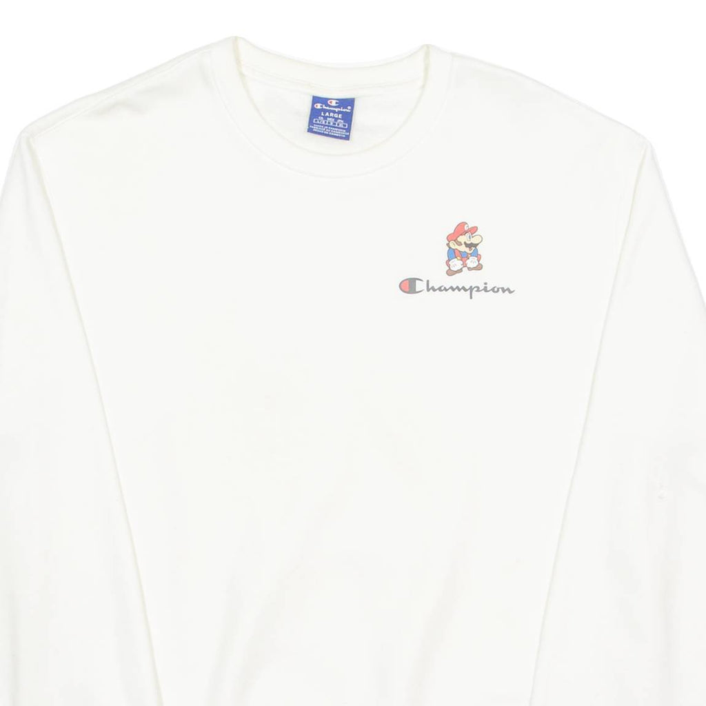 CHAMPION Mario Mens Sweatshirt White Crew Neck L