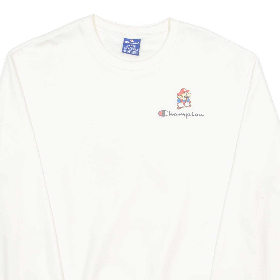 CHAMPION Mario Mens Sweatshirt White Crew Neck L