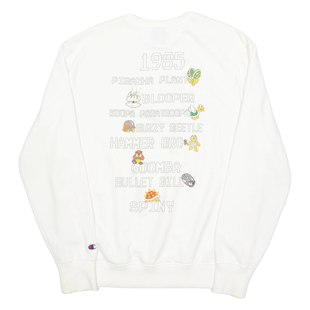 CHAMPION Mario Mens Sweatshirt White Crew Neck L