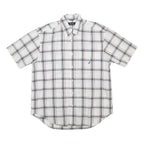 NAUTICA Mens White & Black Checked Cotton Shirt M Casual Short Sleeve Button