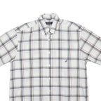NAUTICA Mens White & Black Checked Cotton Shirt M Casual Short Sleeve Button