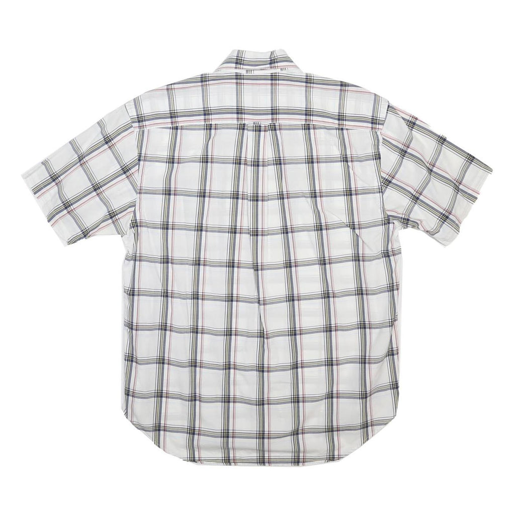 NAUTICA Mens White & Black Checked Cotton Shirt M Casual Short Sleeve Button