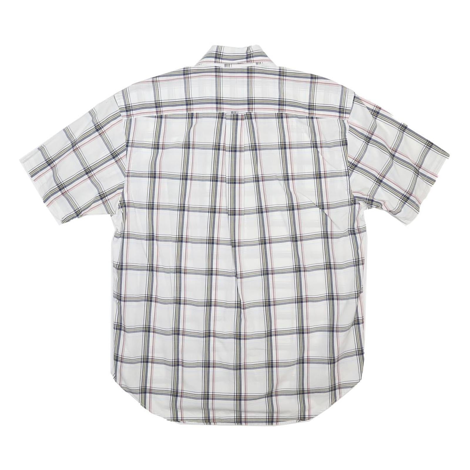 NAUTICA Mens White & Black Checked Cotton Shirt M Casual Short Sleeve Button