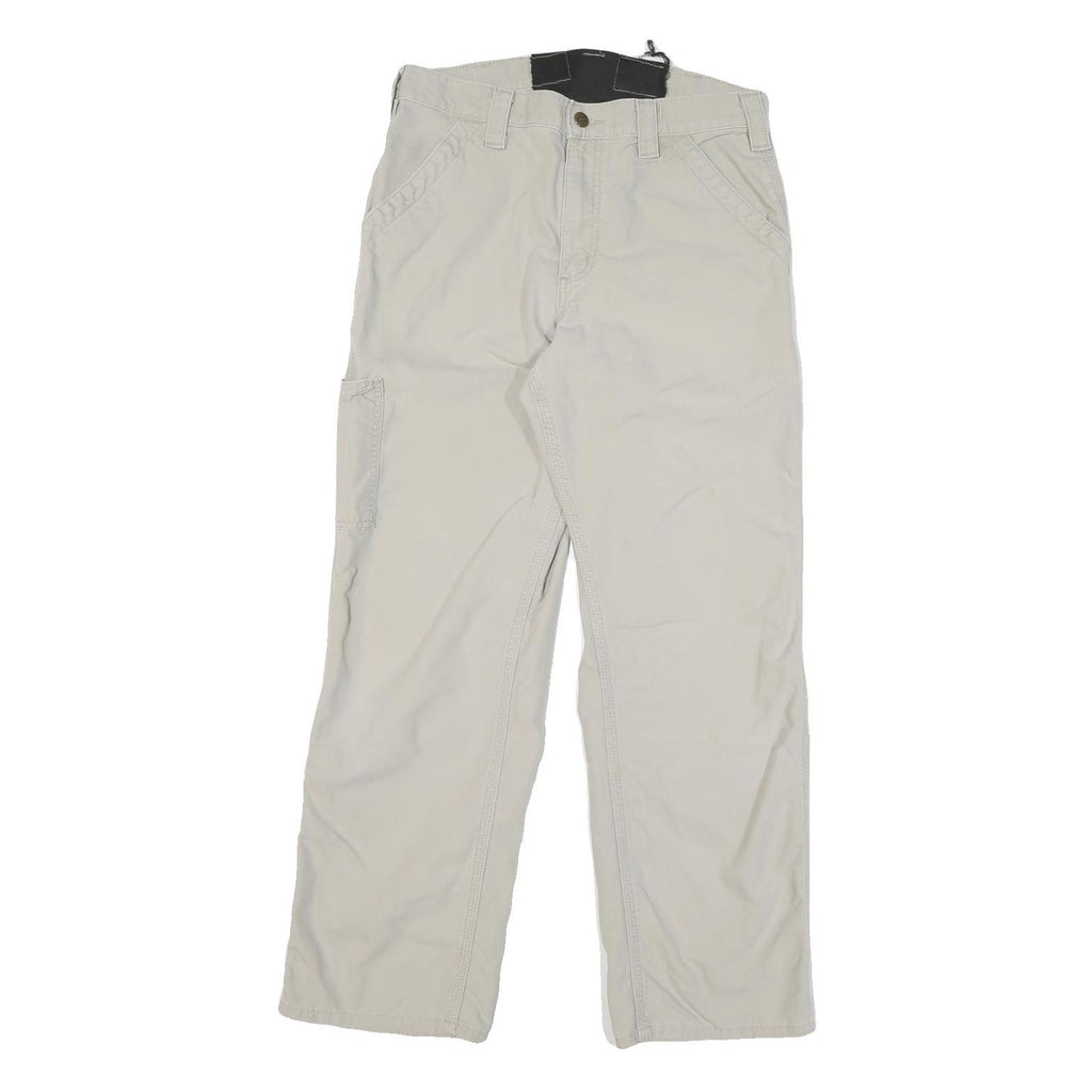 CARHARTT Mens Cotton Blend Beige Regular Straight Trousers W30 L29 Workwear