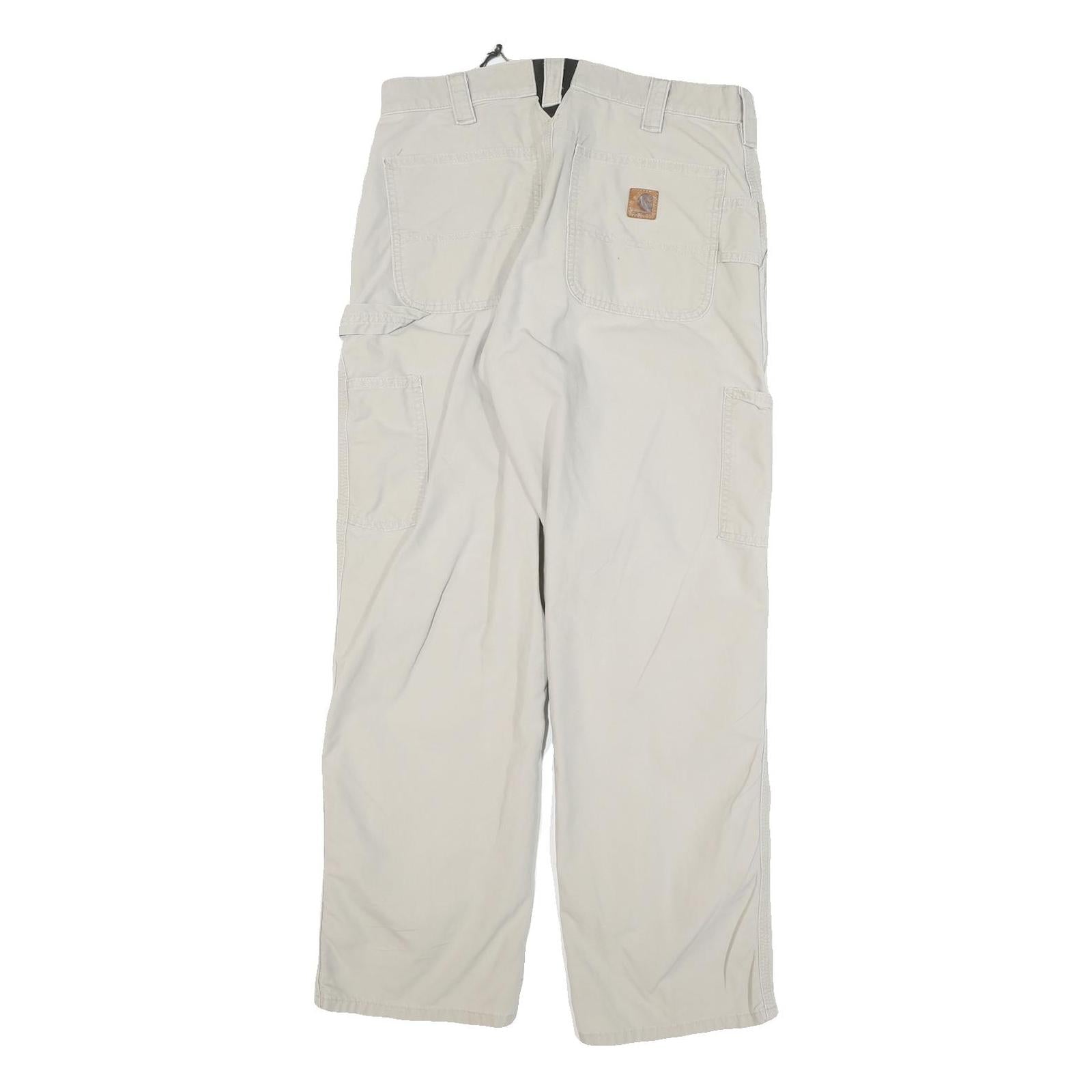 CARHARTT Mens Cotton Blend Beige Regular Straight Trousers W30 L29 Workwear