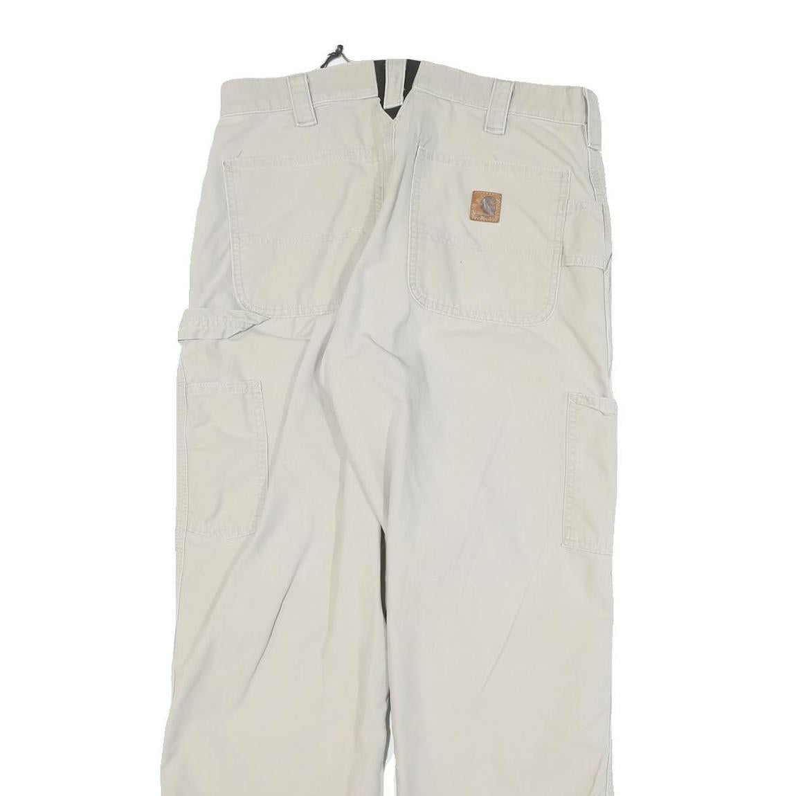 CARHARTT Mens Cotton Blend Beige Regular Straight Trousers W30 L29 Workwear