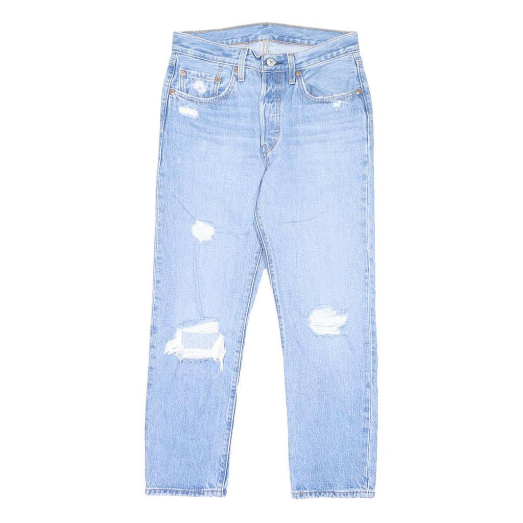 LEVI'S 501 Womens Classic Jeans Denim Light W26 L26 Distressed Cotton Blend