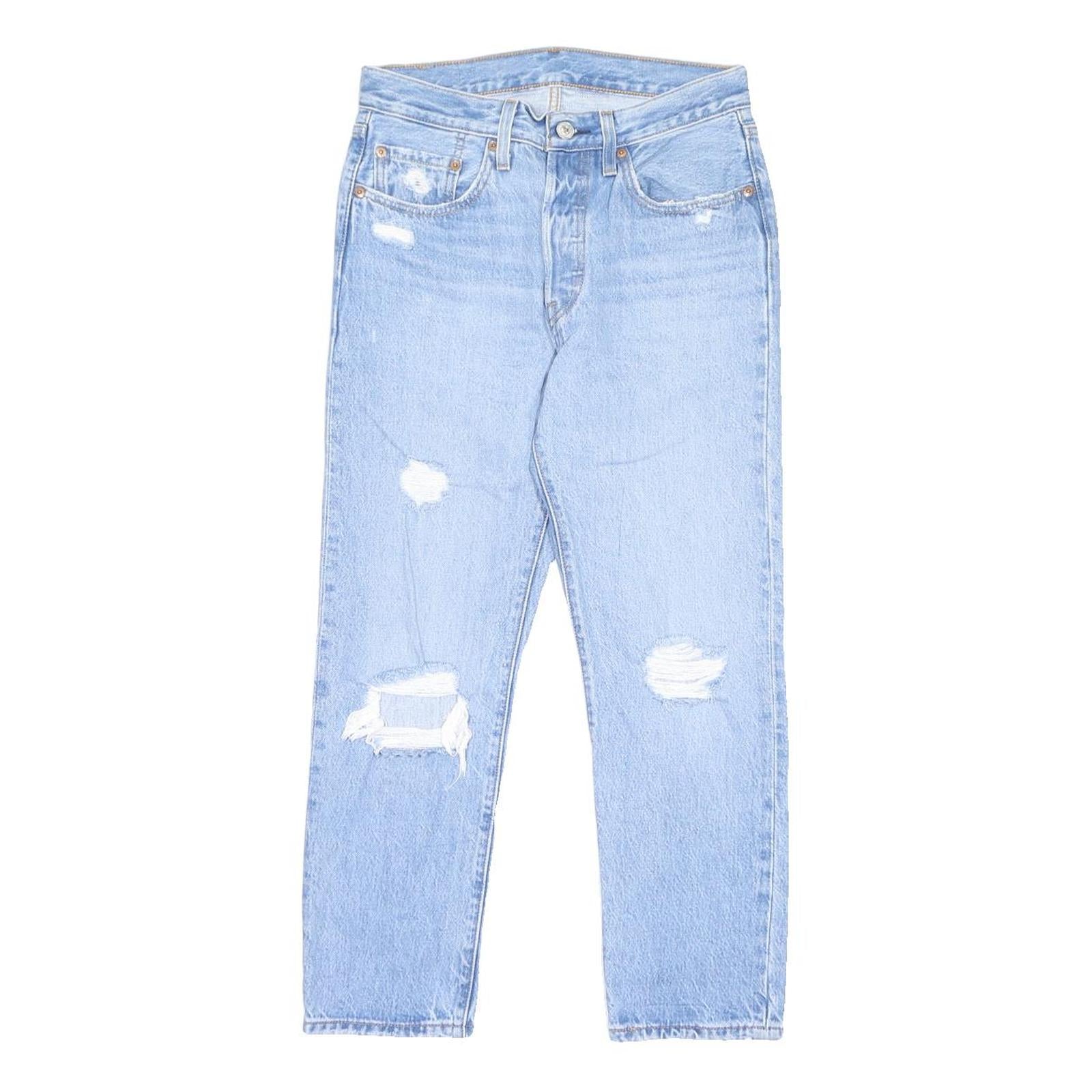 LEVI'S 501 Womens Classic Jeans Denim Light W26 L26 Distressed Cotton Blend
