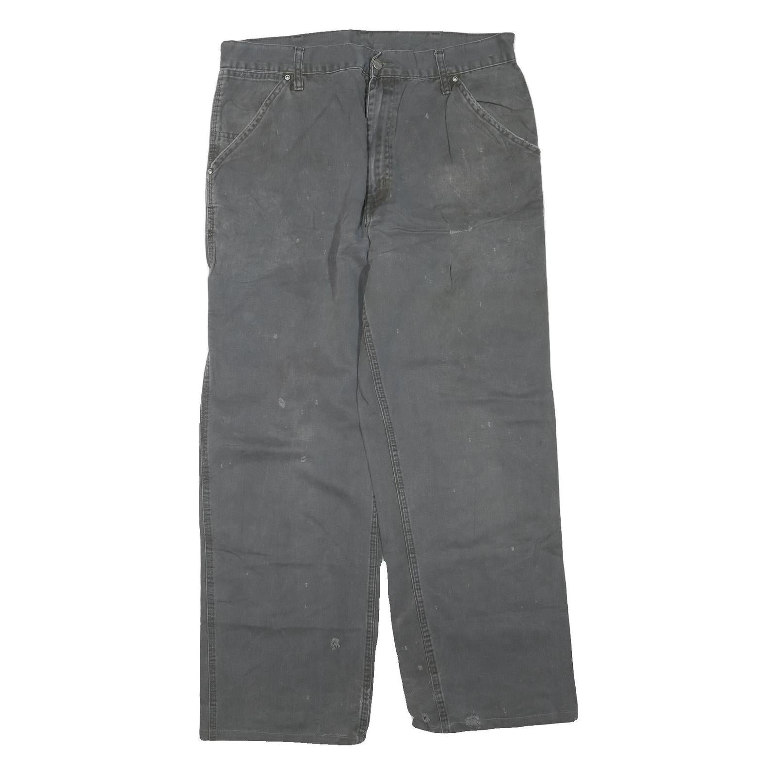 CARHARTT Mens Cotton Blend Grey Workwear Regular Straight Trousers W36 L30