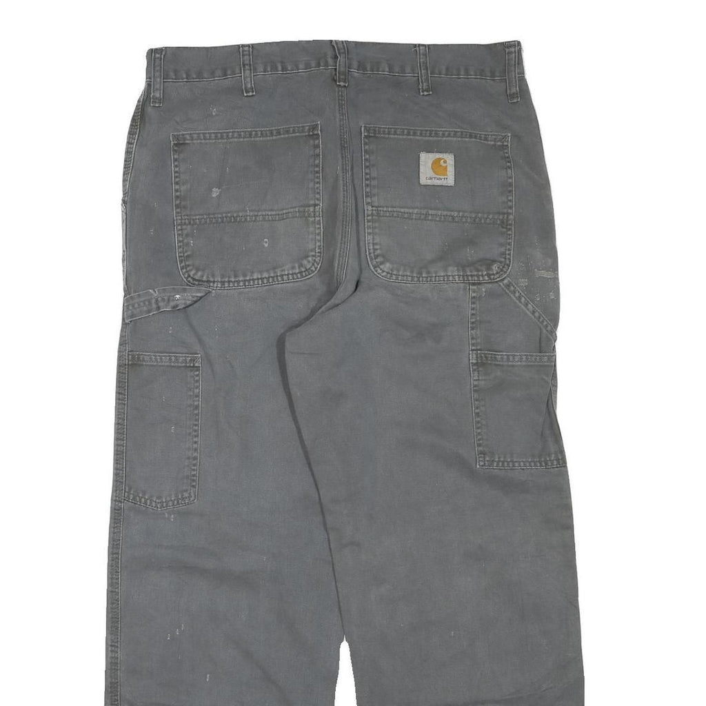 CARHARTT Mens Cotton Blend Grey Workwear Regular Straight Trousers W36 L30