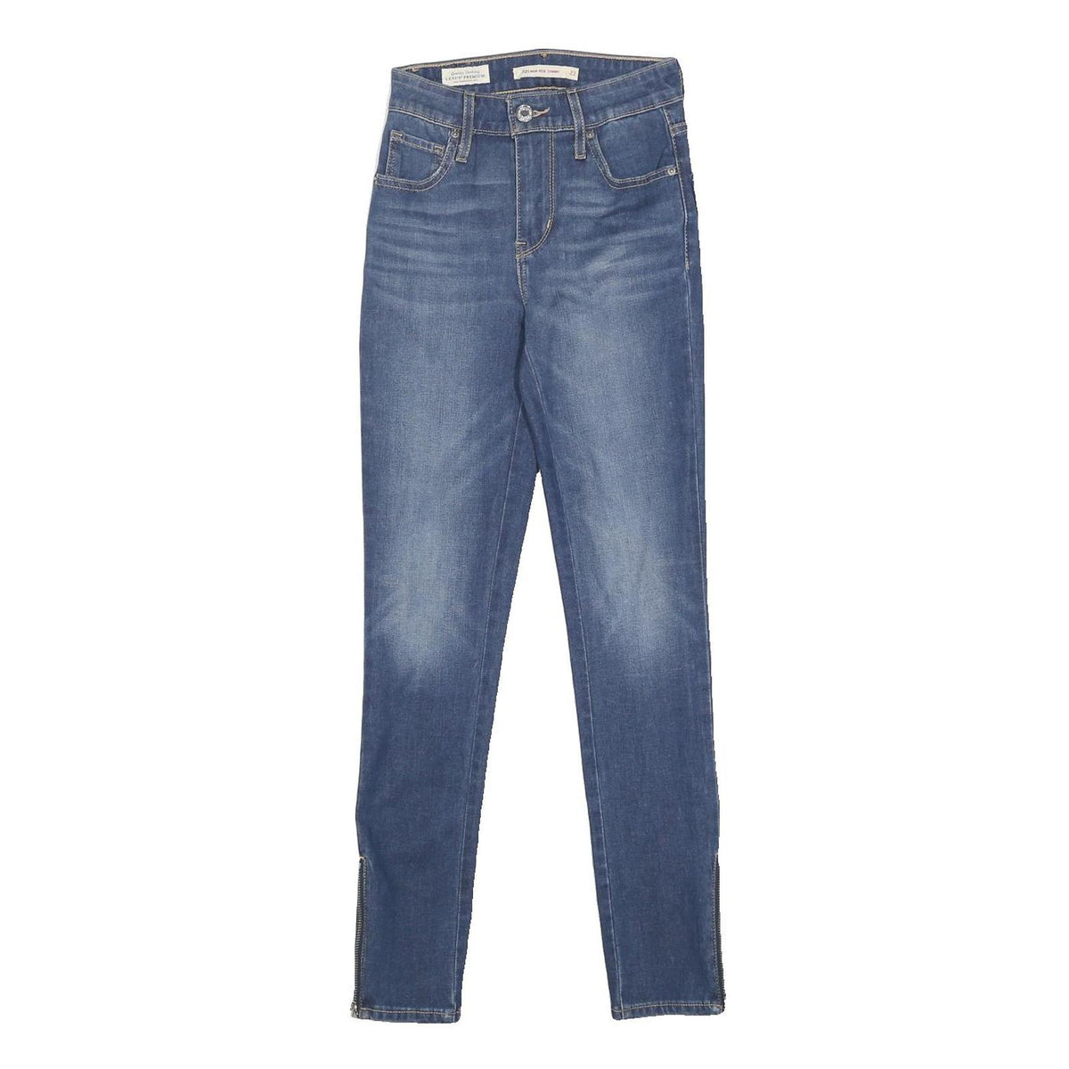 LEVI'S 721 BIG E Womens Jeans Blue Slim Skinny Denim Medium W23 L27 Zipper