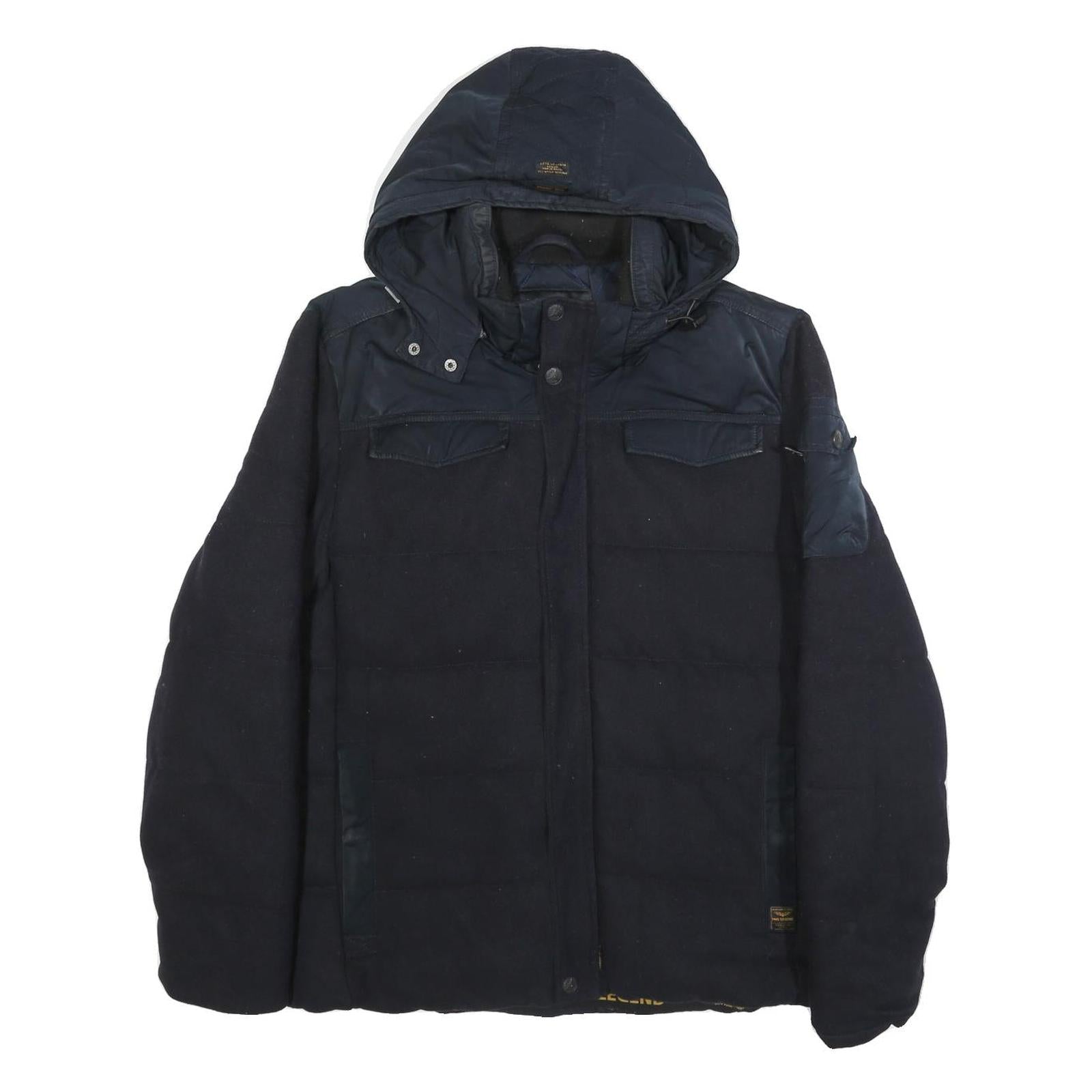 PME LEGEND Mens Navy Blue Wool Blend Jacket M Zip Hooded Casual Warm Winter