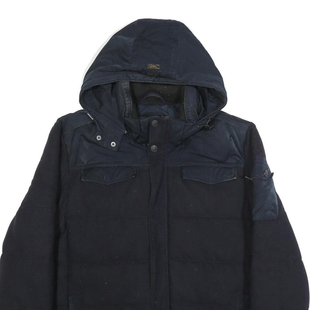 PME LEGEND Mens Navy Blue Wool Blend Jacket M Zip Hooded Casual Warm Winter