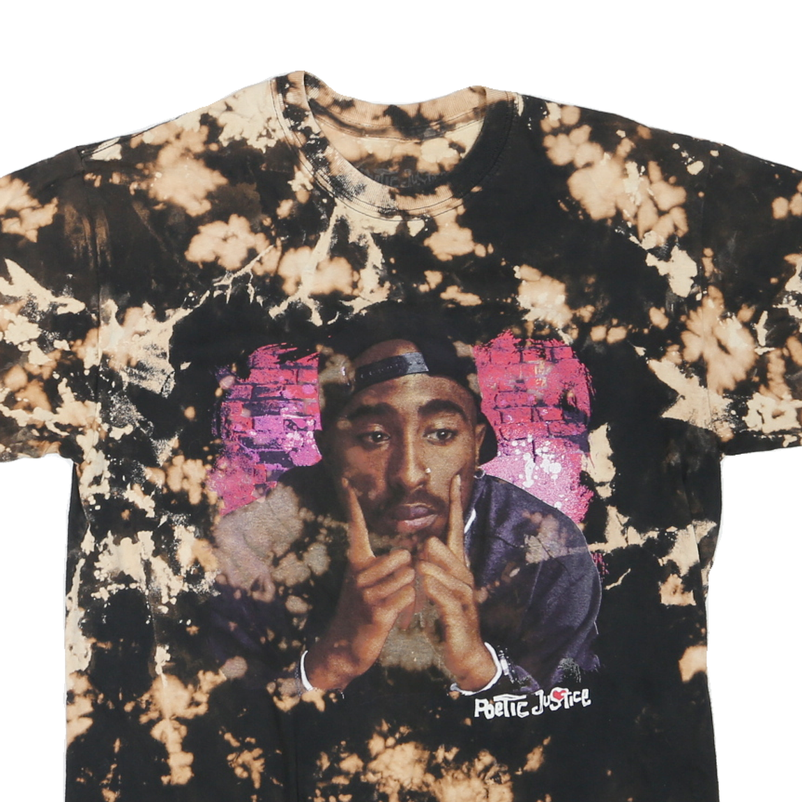 Womens Black & Beige Tie Dye Graphic T-Shirt M Short Sleeve Crew Neck Poetic