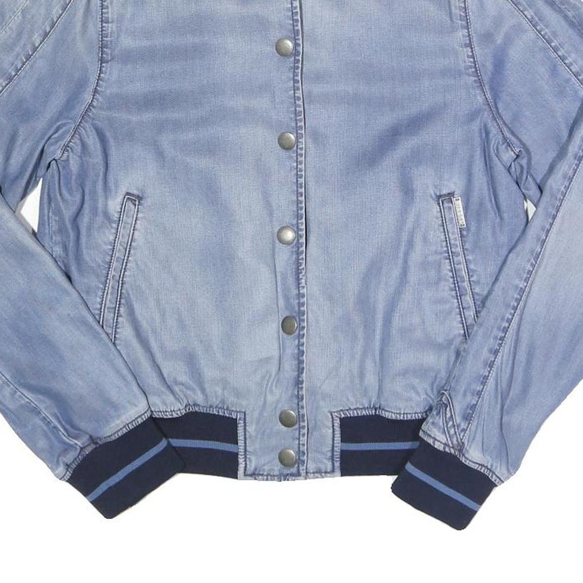 DIESEL Mens Blue & Navy Bomber Jacket S Lyocell Plain Button Closure