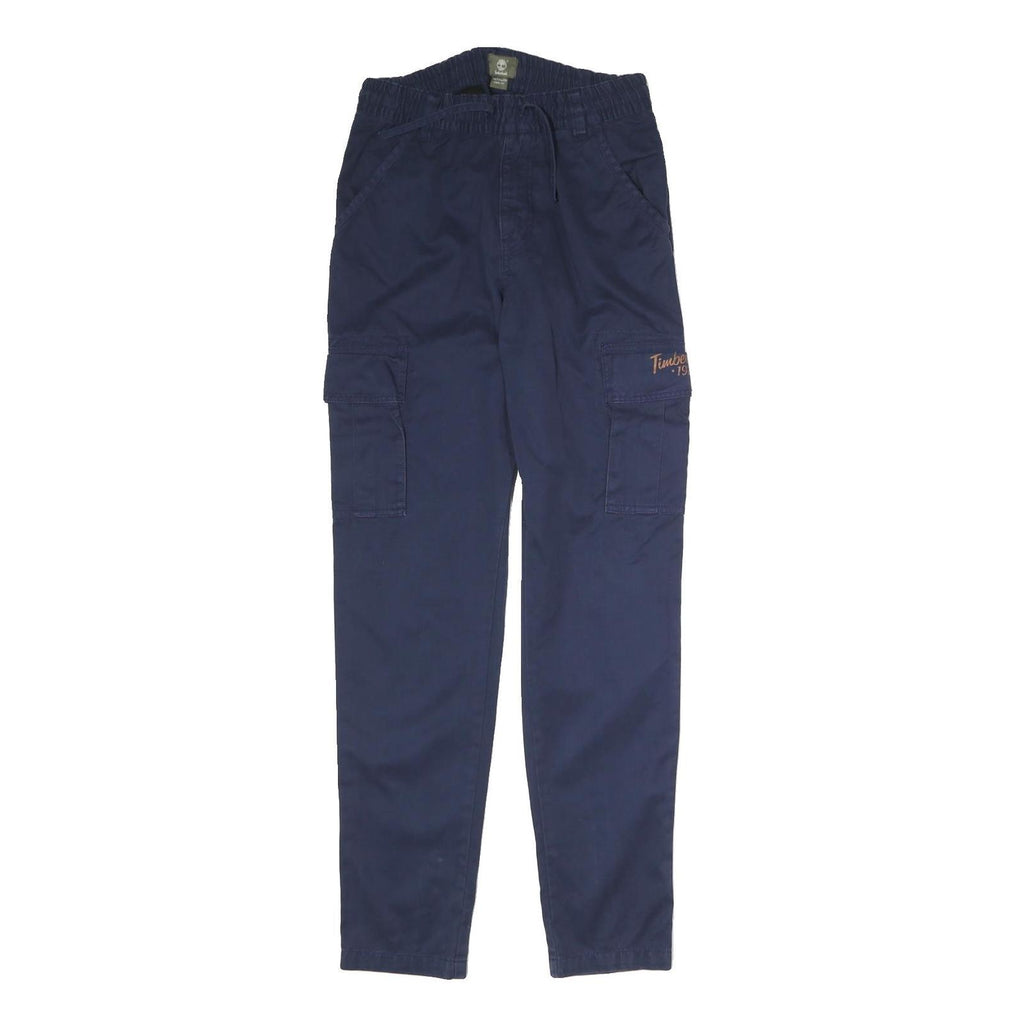 TIMBERLAND Mens Navy Slim Cargo Drawstring Cotton Blend Trousers W26 L31