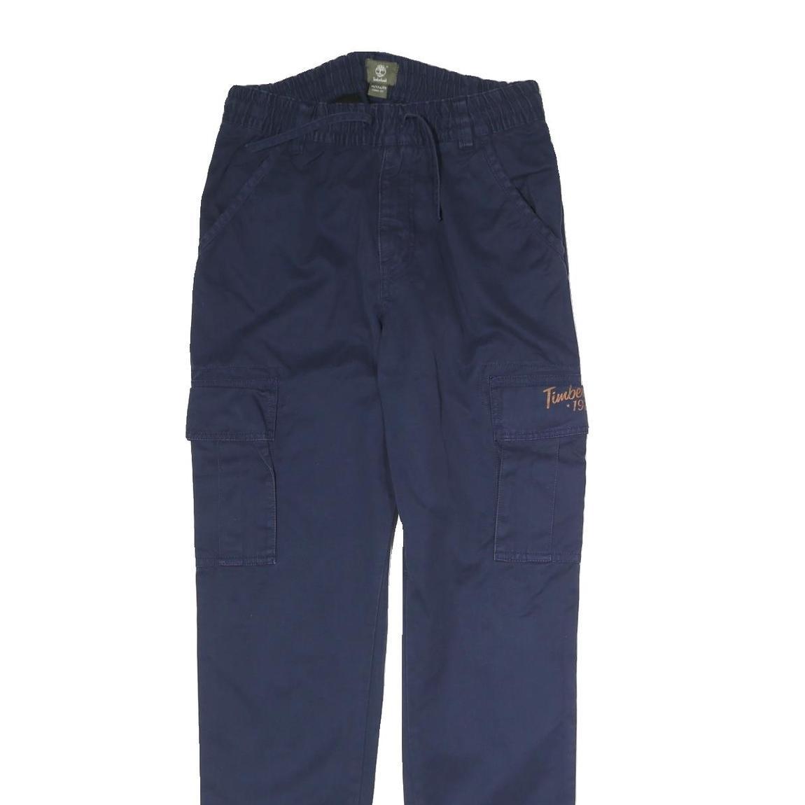 TIMBERLAND Mens Navy Slim Cargo Drawstring Cotton Blend Trousers W26 L31