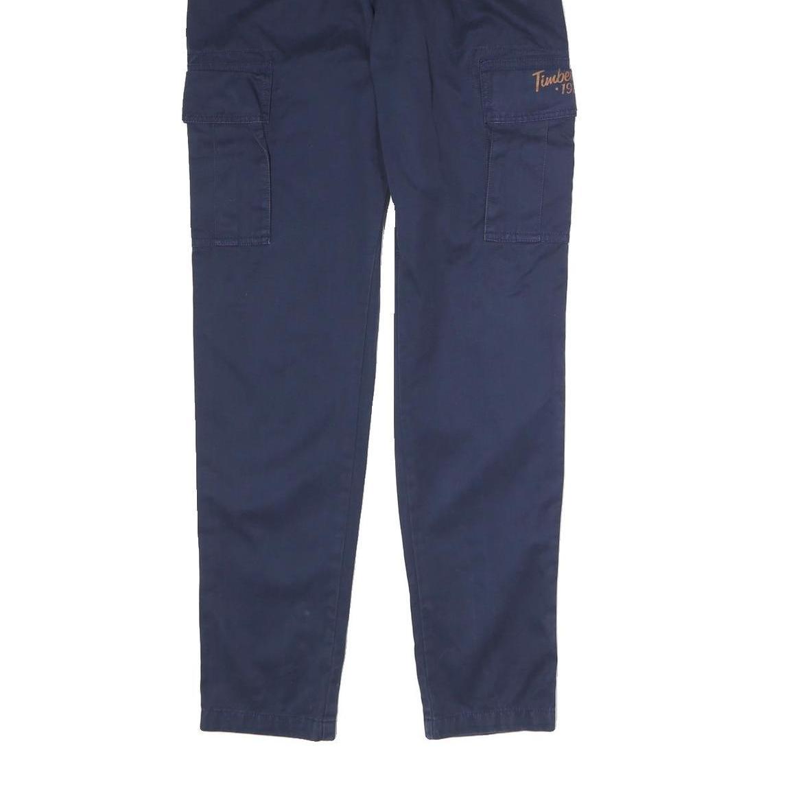 TIMBERLAND Mens Navy Slim Cargo Drawstring Cotton Blend Trousers W26 L31