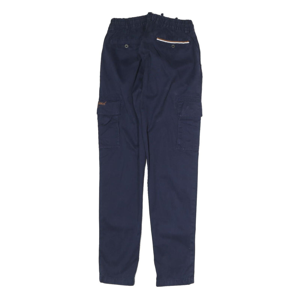 TIMBERLAND Mens Navy Slim Cargo Drawstring Cotton Blend Trousers W26 L31