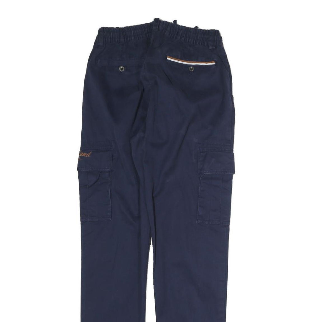 TIMBERLAND Mens Navy Slim Cargo Drawstring Cotton Blend Trousers W26 L31