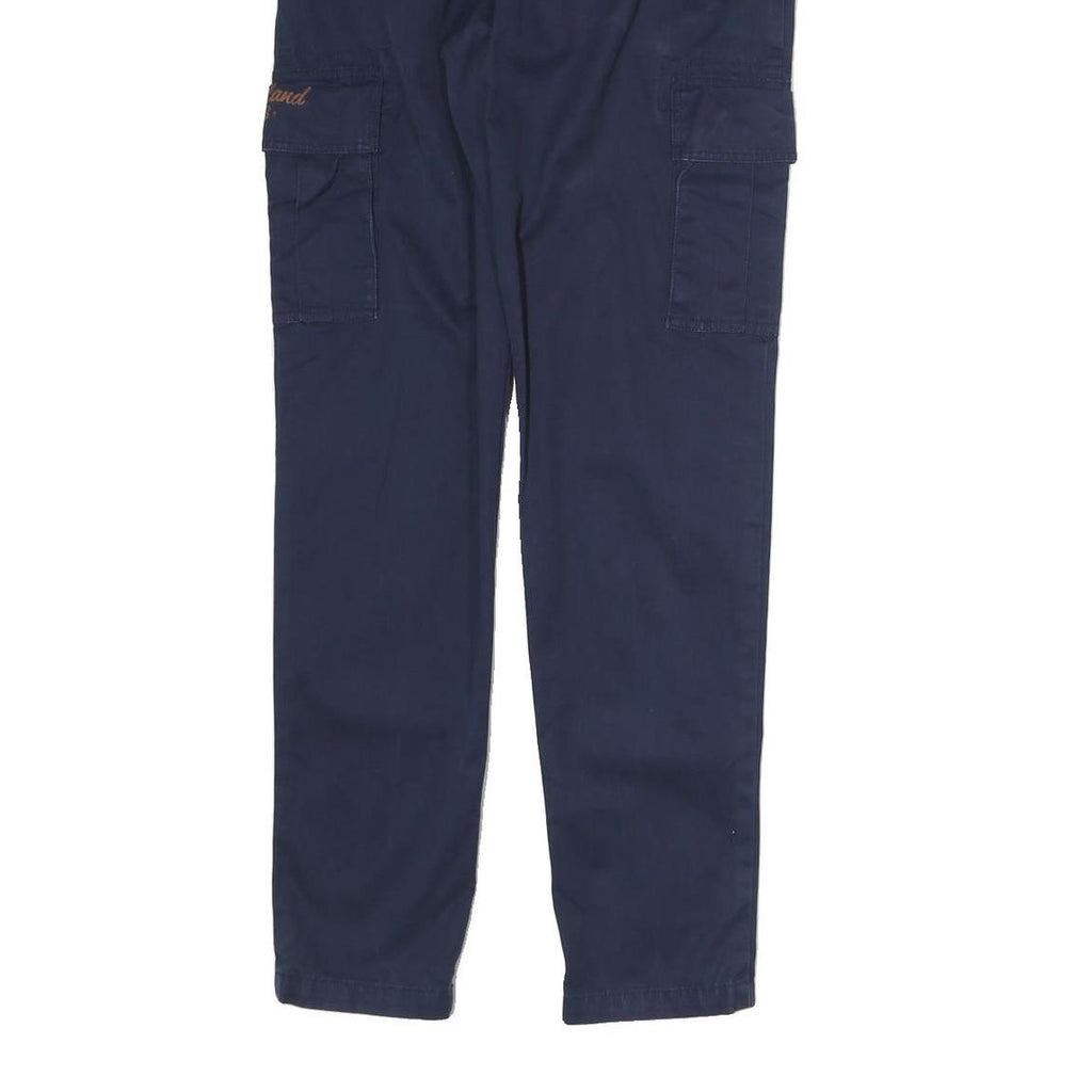 TIMBERLAND Mens Navy Slim Cargo Drawstring Cotton Blend Trousers W26 L31