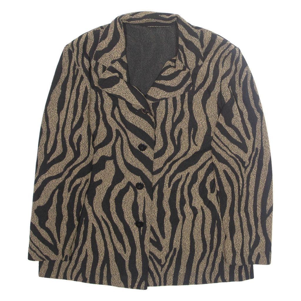 Womens Blazer Jacket Brown Crazy Pattern L